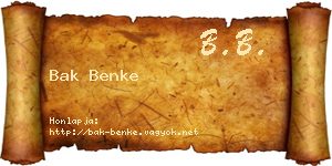 Bak Benke névjegykártya